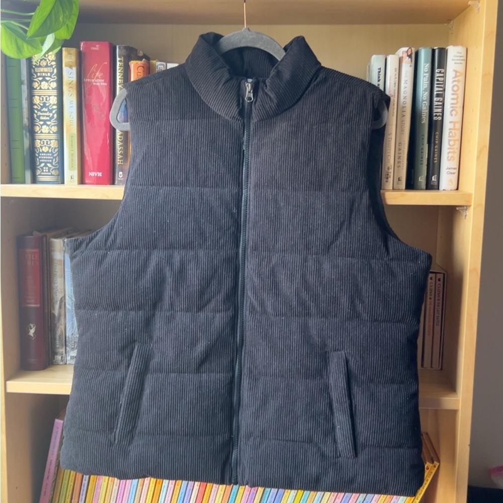 Time and Tru Dark Gray Corduroy Vest